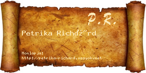 Petrika Richárd névjegykártya